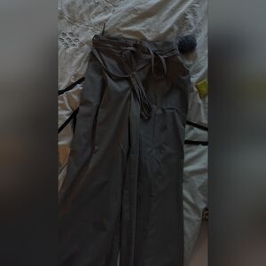 Gray Pinstripe Dress with Tie